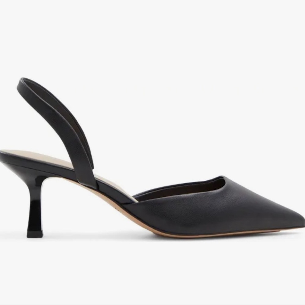ALDO black matte kitten heels with sling back